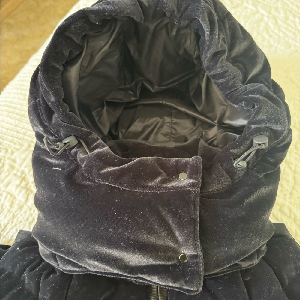 Athleta Black Velvet Hooded Puffer Vest - Picture 5 of 5